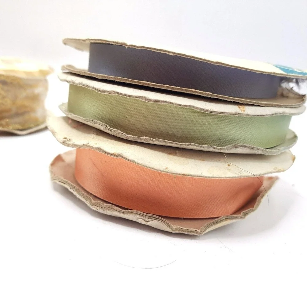 Vintage Ribbon Lot 10 Rolls 1lb 12oz Satin Grosgrain Lace Craft Supply Destash